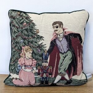 Vtg Riverdale The Nutcracker Tapestry Christmas Throw Pillow Herr Drosselmeyer